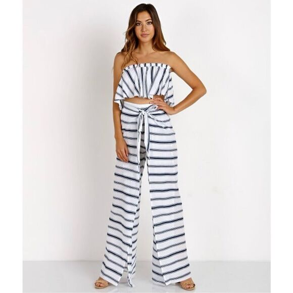 Faithful The Brand Torrent Wrap Pant & Suns Out Top Waves Stripe White Set XS/S - Picture 1 of 14